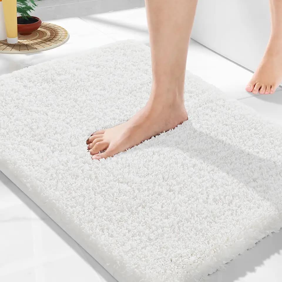 Yimobra Off White Bathroom Rugs Non Slip Washable 24x17, Small Bath Mat