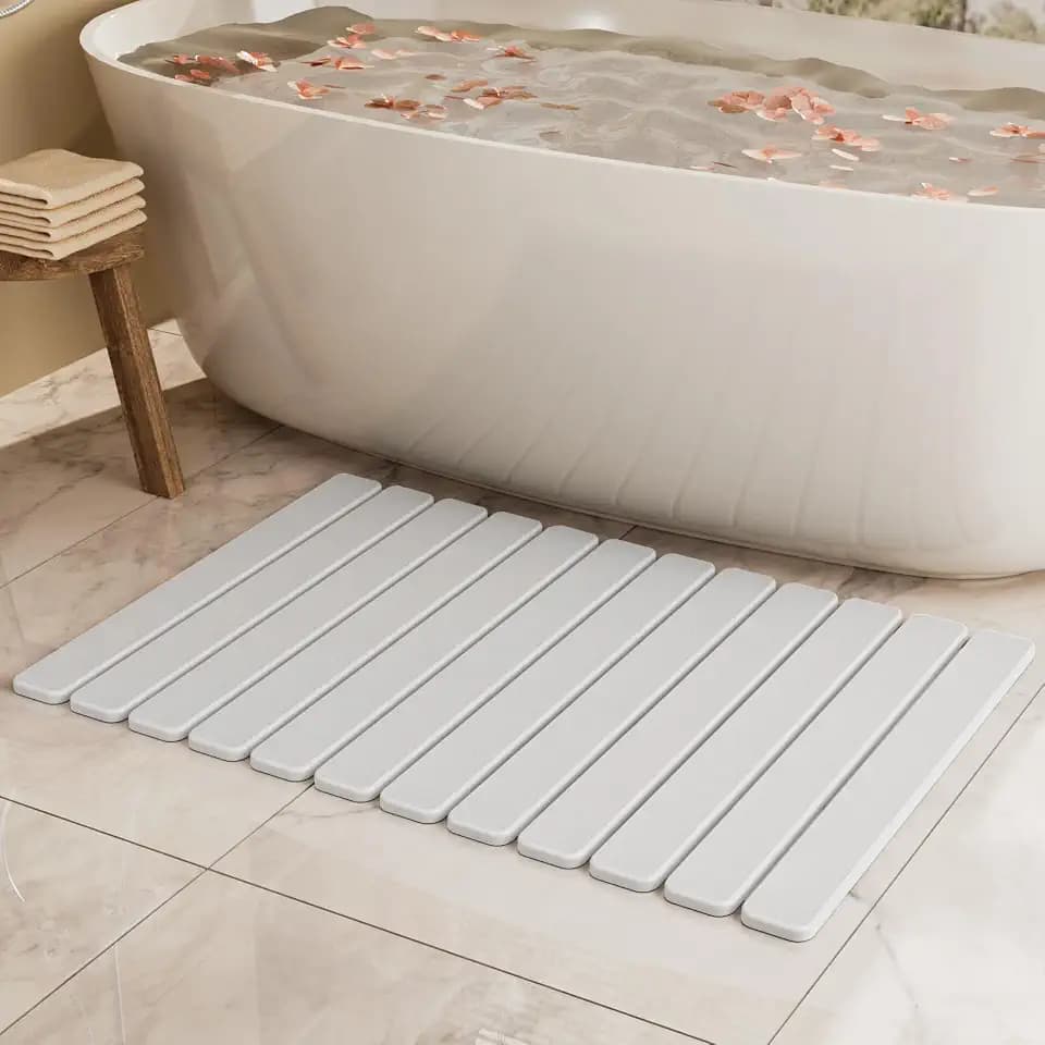 Large Stone Bath Mat 31.5 x 19.7in, Diatomaceous Earth Mat for Bathroom