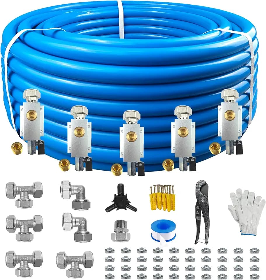 Compressed Air Line Kit, 3/4" x 50' 120’&200'&300' HDPE-Aluminum-HDPE Piping, Air Line Hose, Air Hose Kit with Air Compressor Accessories and Airline Tubing