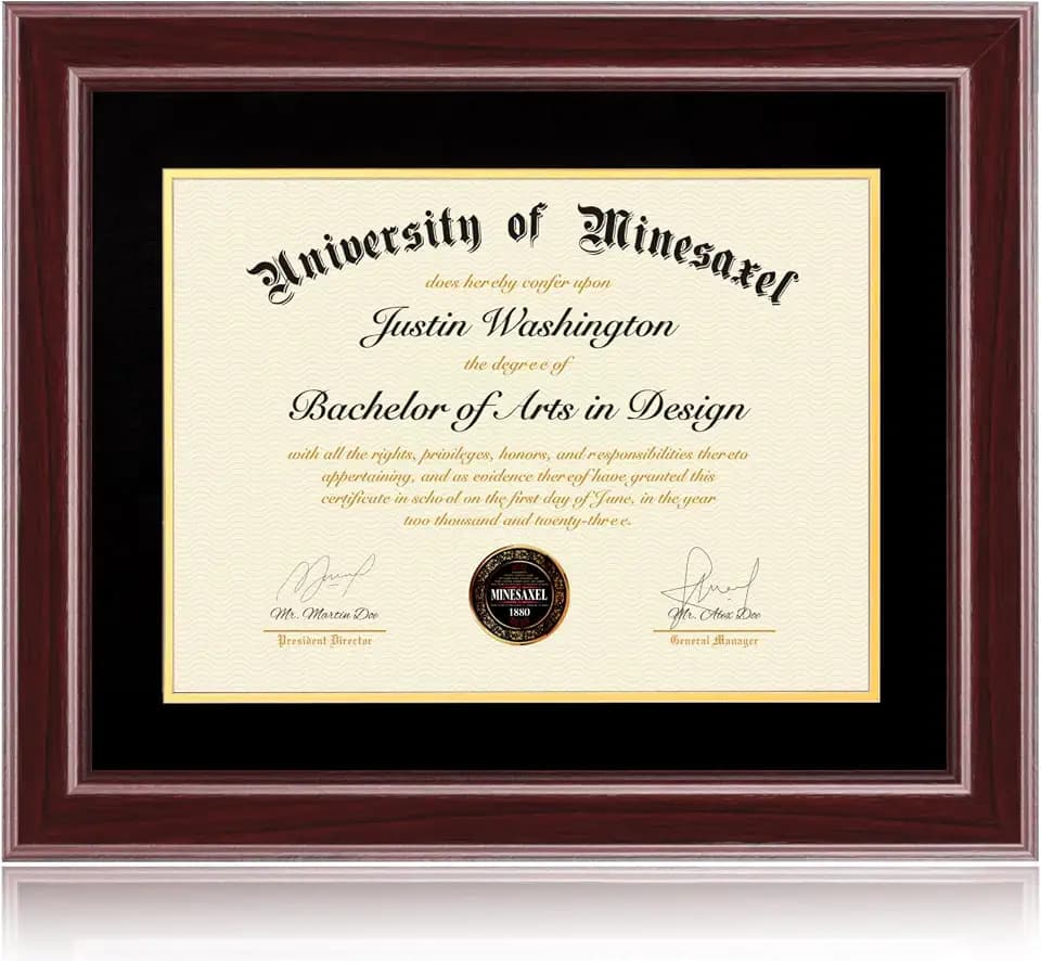 16x20 Diploma Frames 12x15 with Black Mat - Cherry Red Wood Finish | Shatter-Resistant Glass | for Wall Mounting | Gift for Graduations & Professional Certificate (1 Pack)