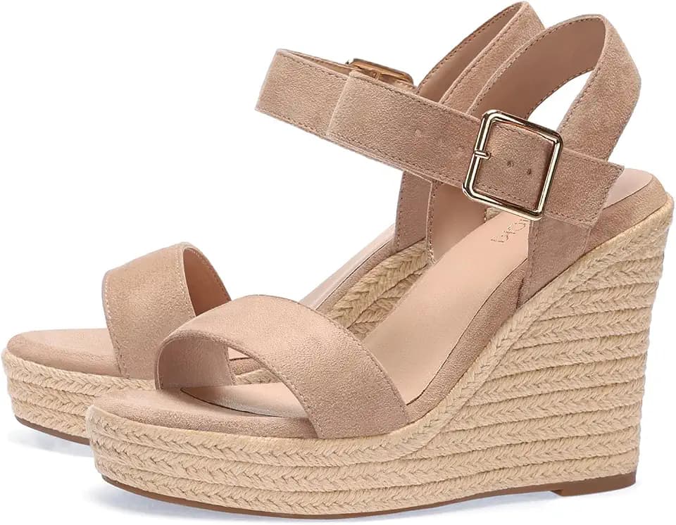 VICKI·VICKI Women's Platform Sandals Wedge Ankle Strap Open Toe Sandals