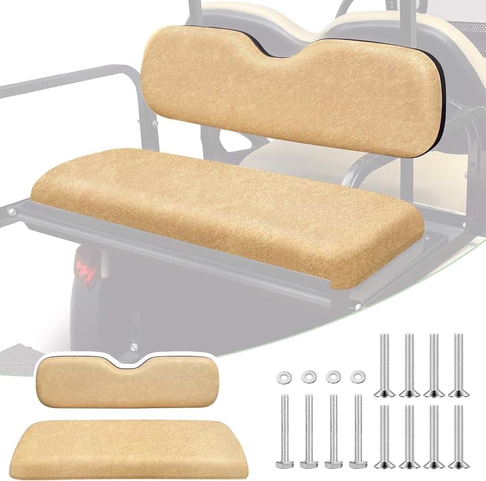 Universal Rear Replacement Cushions for Golf Cart Flip Rear Seat,Golf Cart Back Seat for EZGO TXT RXV ST for ST Sport for Valor Models for Club Car,Seat Bottom Cushion and Back Cushion Set