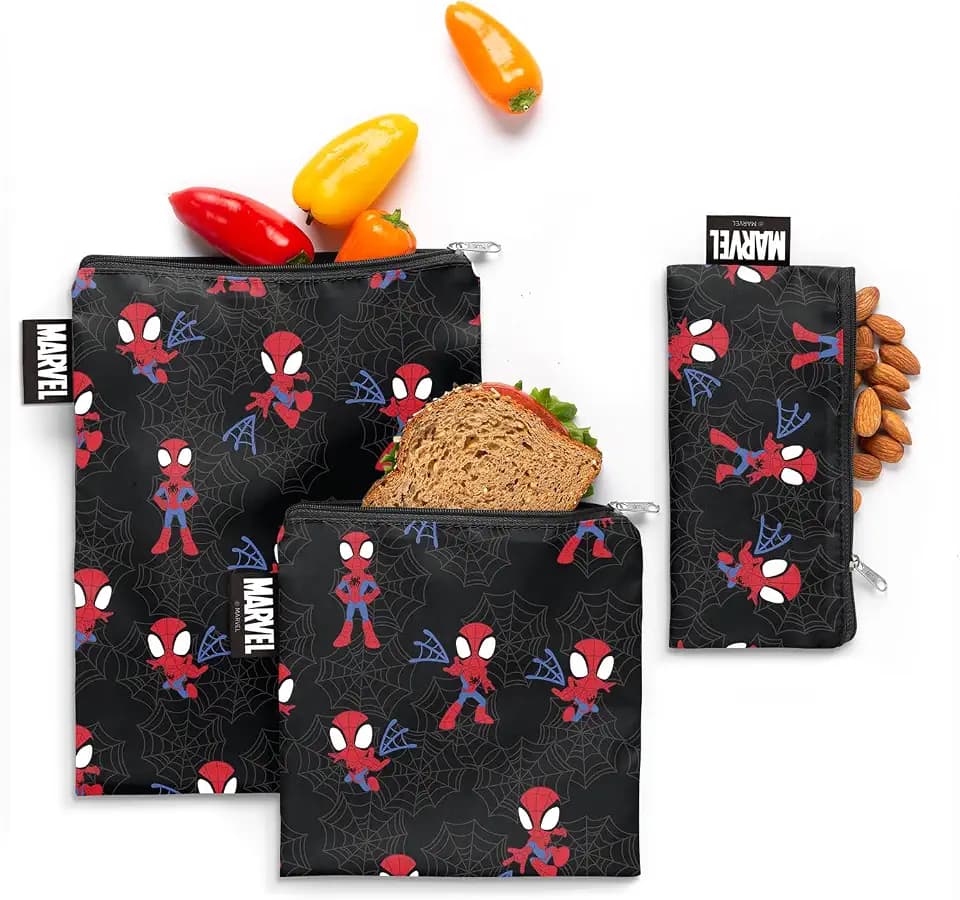 Simple Modern Reusable Snack & Sandwich Bags | 3 Pack Kids | Marvel Spidey