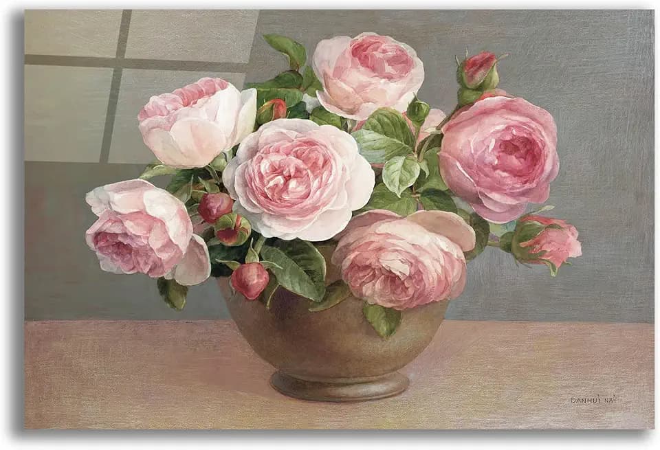 Epic Art 'Arrangement Of Pink Roses' by Danhui Nai Acrylic Glass Wall Art, 24" x 16"