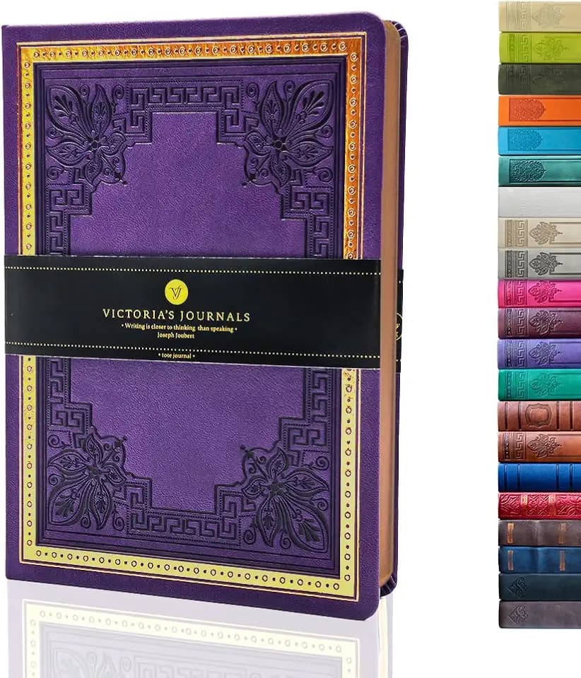VICTORIA'S JOURNALS Vintage Journal Faux Leather Gilded Edge Hardcover