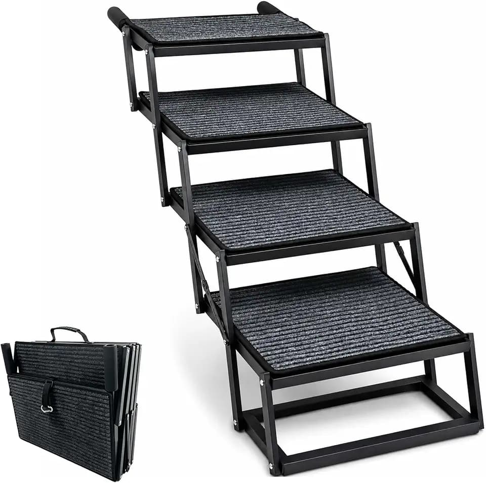 Dog Stairs for Large Dogs, 20" Wide Dog Ramp for Car, Non-Slip, 250 lbs