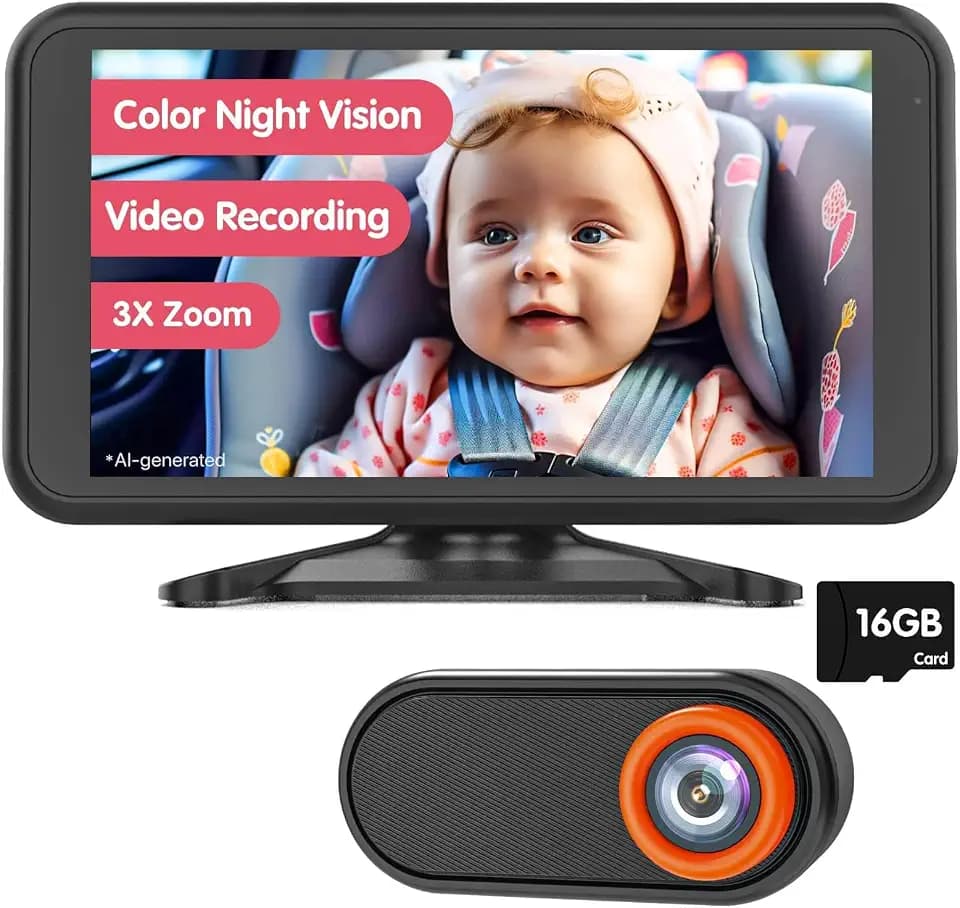 LUCKVIEW BM3 Baby Car Camera, 5.2" 1080P Monitor with Recording
