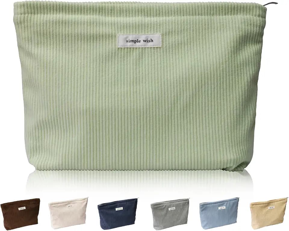 Wudygirl Makeup Bag for Women Travel Cosmetic Bag 10.5"x7.5" Light Green