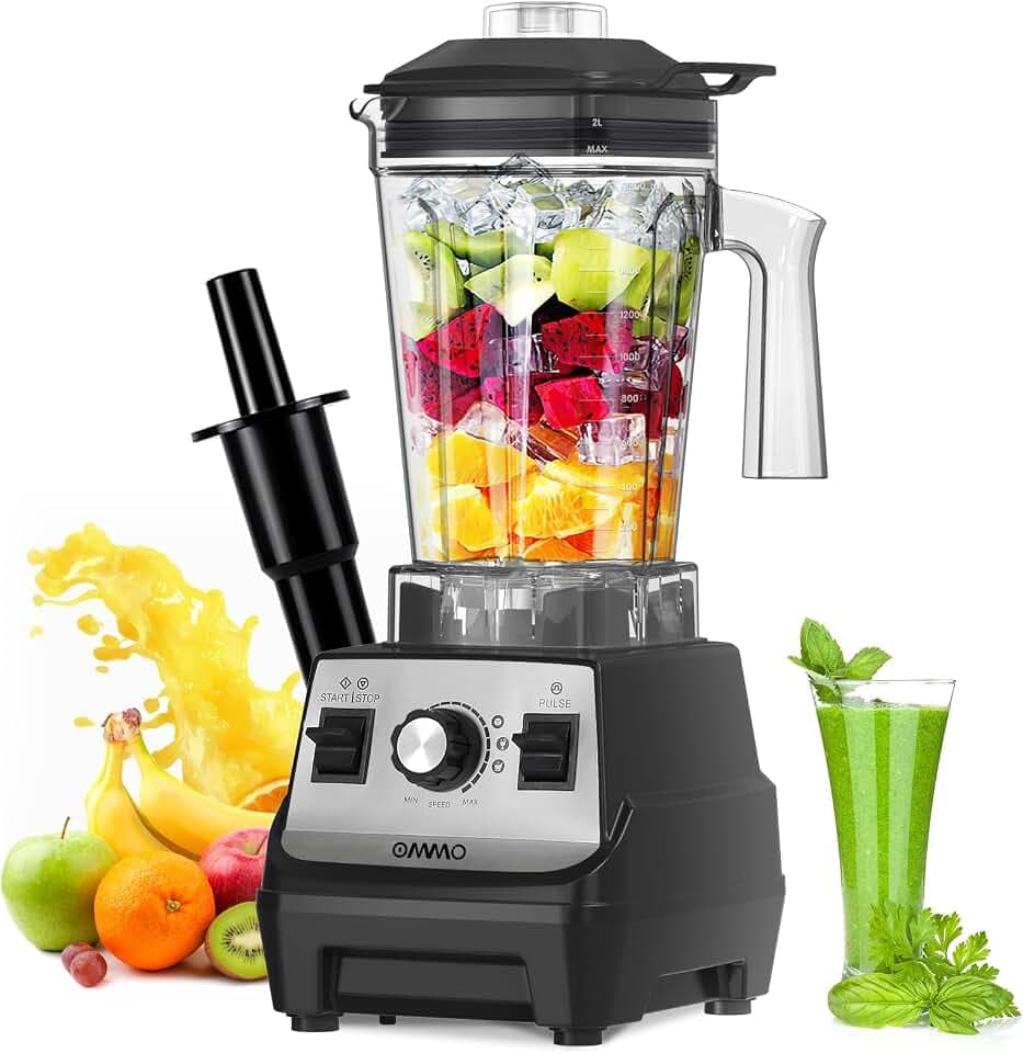 OMMO Blender 1800W, High Speed Countertop Blender with 60oz BPA-Free Jar