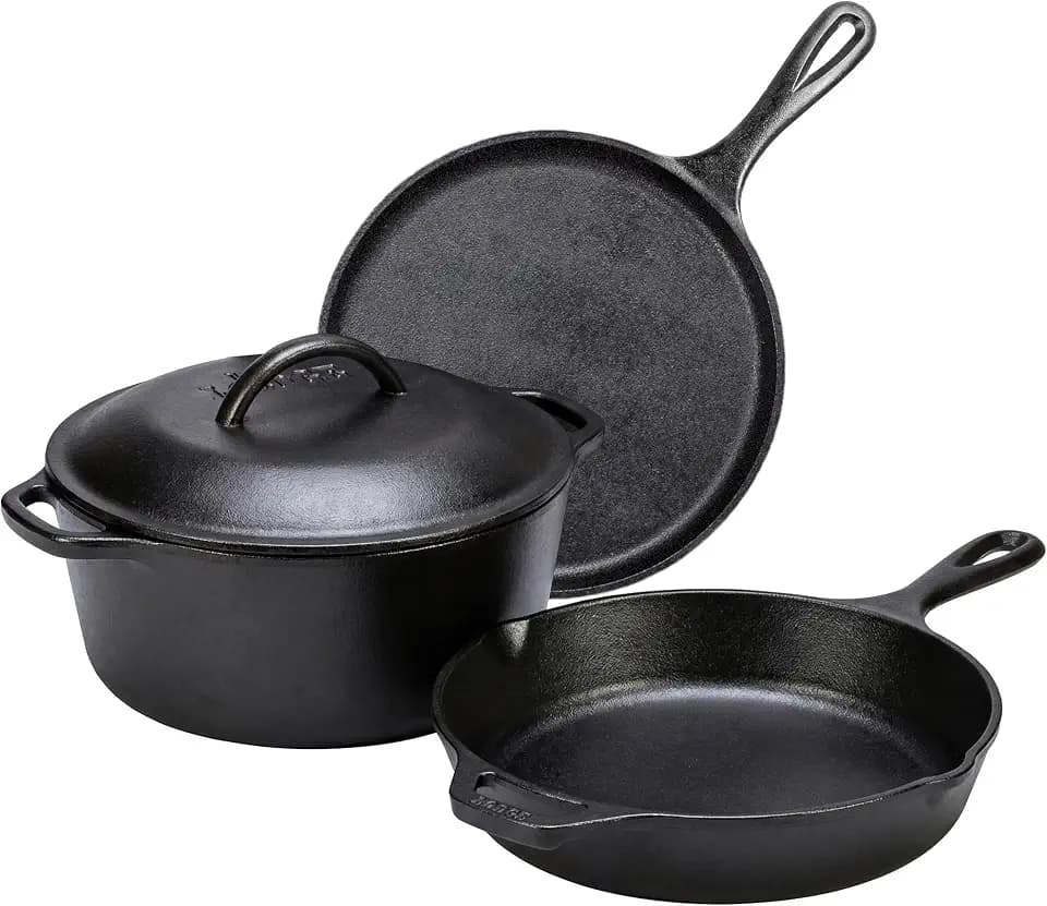 Lodge Cast Iron 4-Piece Set, PFAS-Free Pre-Seasoned Kitchen Set