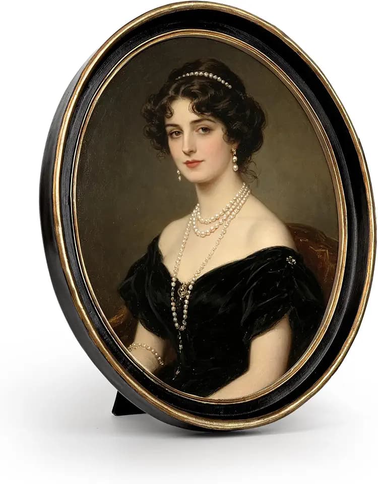 AELS 8x10 Inch Vintage Picture Frame, Elegant Antique Photo Frames with Glass Front, Photo Display, Tabletop Wall Hanging, Gift Ideas, Black Oval with Gold Trim