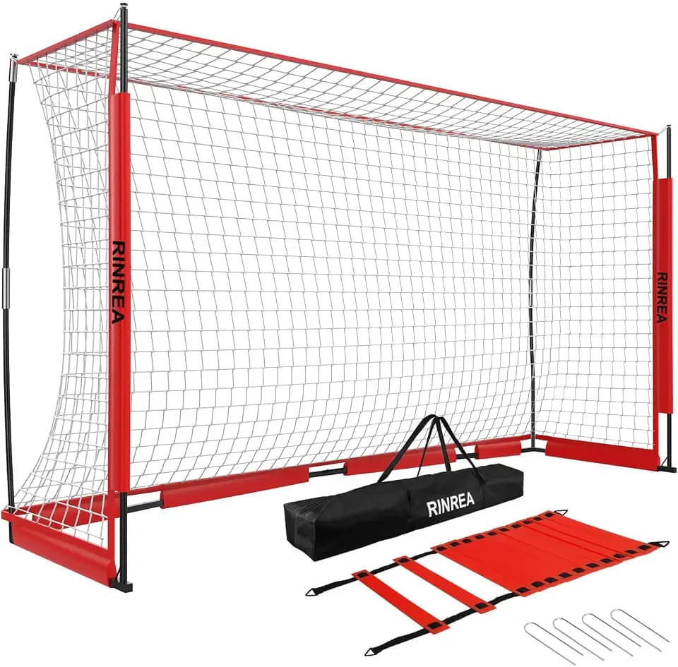 RINREA Portable Soccer Goal, Soccer Nets for Backyard with Agility Ladder