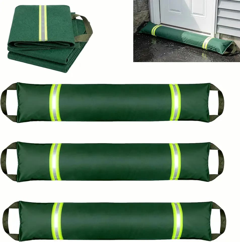 3FT Water Barriers for Flooding 3Pk, Reusable Sandless SandBags for Flood