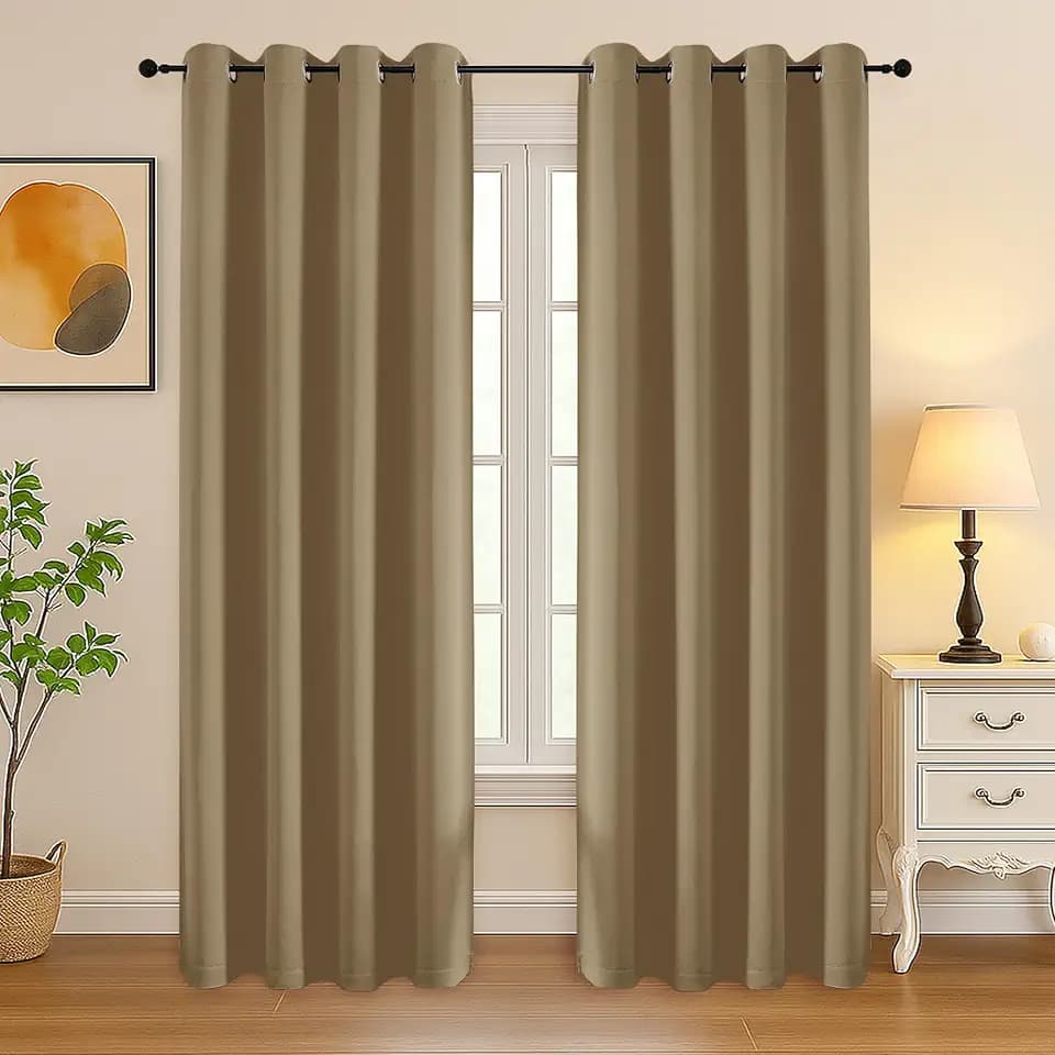 Simplebrand Taupe Curtains for Bedroom Living Room 72 Inches Long 2 Panels Set, Room Darkening Thermal Insulated Curtains & Drapes, Solid Grommet Noise Reducing Window Treatment, W50 x L72 Inch