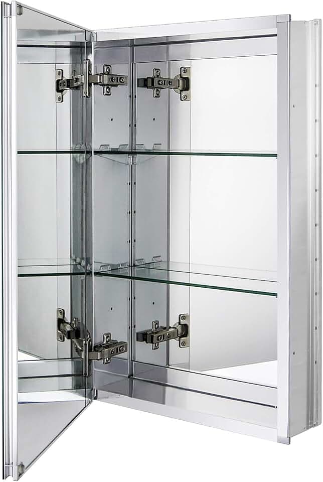 15 x 24 Medicine Cabinet, Recessed Mount Only, Two Adjustable Glass Shelves