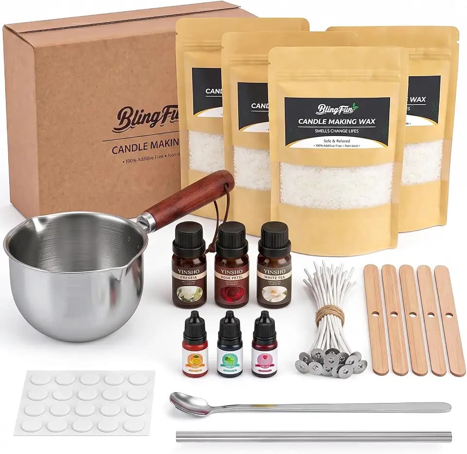 Candle Making Kit for Beginners, Soy Wax Candle Making Supplies with Natural Soy Wax, Essential Oils, Melting Pot, Candle Dye & Candle wicks ,Wick placing tube ,DIY Home Craft Gift for Adults & Women