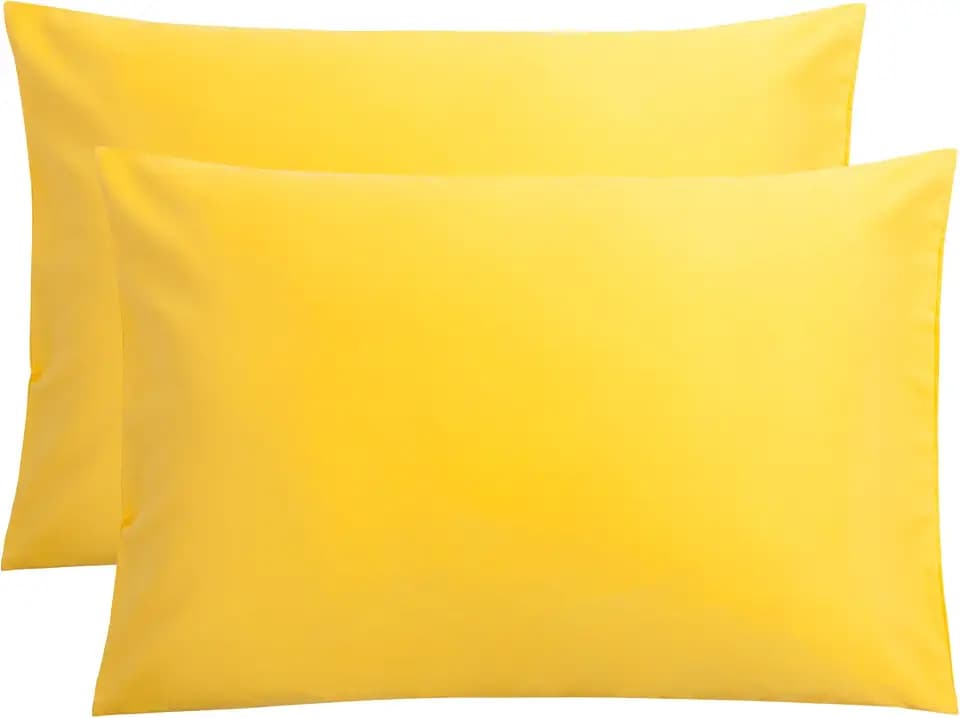 FLXXIE 2-Pack Microfiber Queen Pillow Cases, Envelope Closure, Yellow