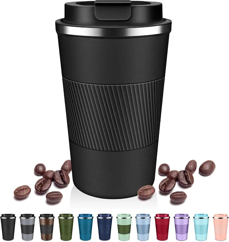 DUBUXW Insulated Coffee Tumblers with Flip Lid 12oz / 17oz, Stainless Steel Coffee Mug Leak Proof, Vacuum Insulated Coffee Mug Reusable Cup, Keeps Cold and Hot for Coffee Tea