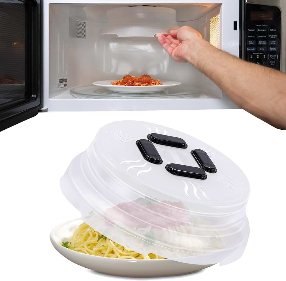 HOVER COVER Magnetic Microwave Splatter Cover - 10-Inch Collapsible - Black