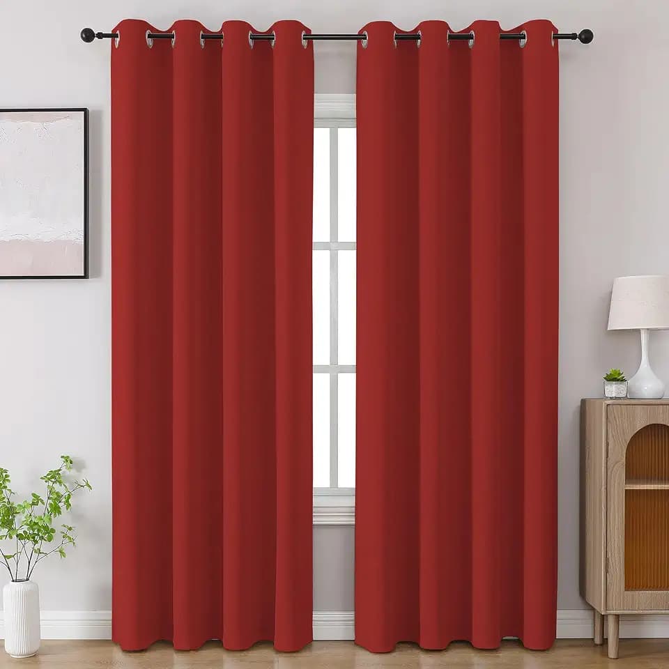 CUCRAF Red Blackout Curtains 108 inch Length 2 Panels Set, Room Darkening Drapes for Living Room Bedroom, Thermal Insulated Light Blocking Grommet Window Curtain (W52 x L108 Inch)