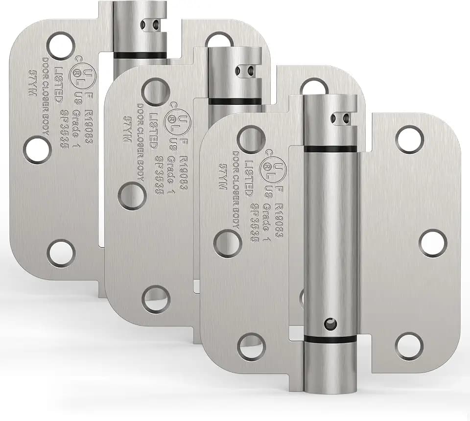 3 Pack 3.5 Inch Self Closing Door Hinges, Satin Nickel