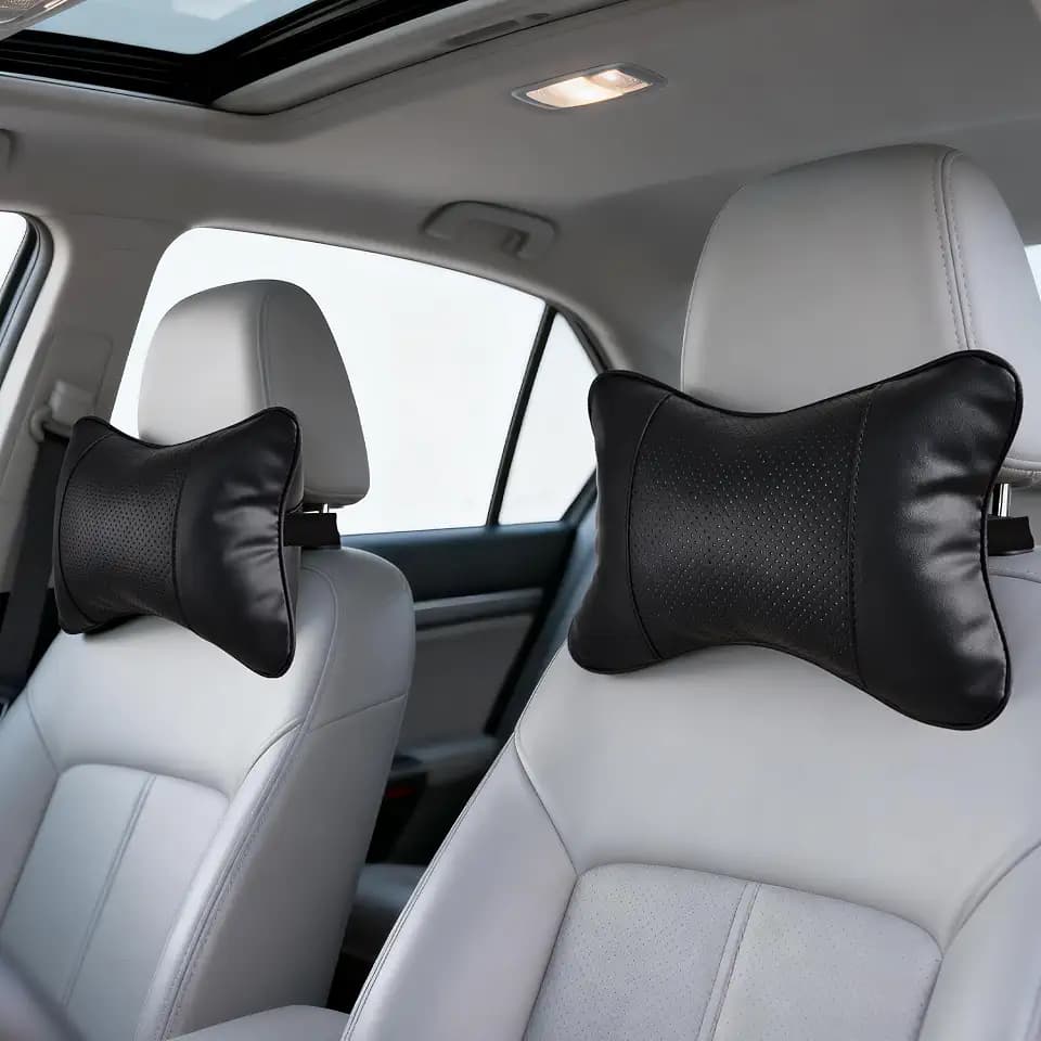 2 Pack Car Neck Pillow Soft Breathable Headrest Pillows for Driving Support, Universal Fit for Most Car Seats Decor Accessories(Black)