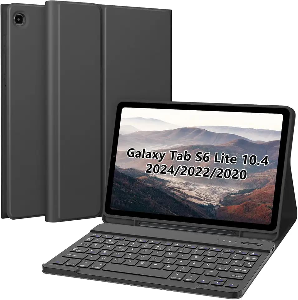Bluetooth-Tastatur für S6 Lite, Hülle, Bluetooth-Tastatur, kabellos, dünn, Schwarz