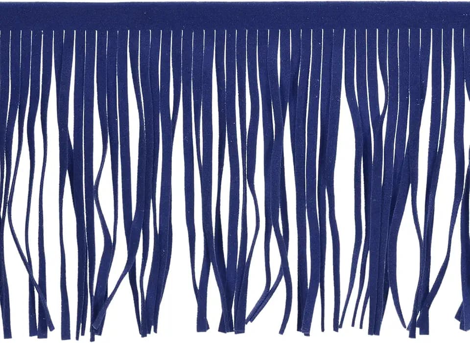uxcell 2 Yards 12 Inch PU Leather Suede Fringe Trim Double Side Leather Sewing Tassel Fringe for DIY Sewing Dress Crafts Skirt Decoration, Blue