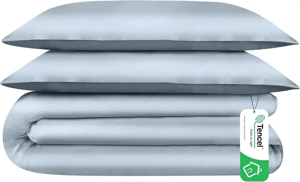 Delara 100% Eucalyptus Lyocell Tencel Duvet Cover Set 3 Pieces, Naturally Cooling, Super Soft Silky, Moisture-Wicking, Smooth & Breathable, Cool Duvet for Hot Sleepers, 8 Internal Ties