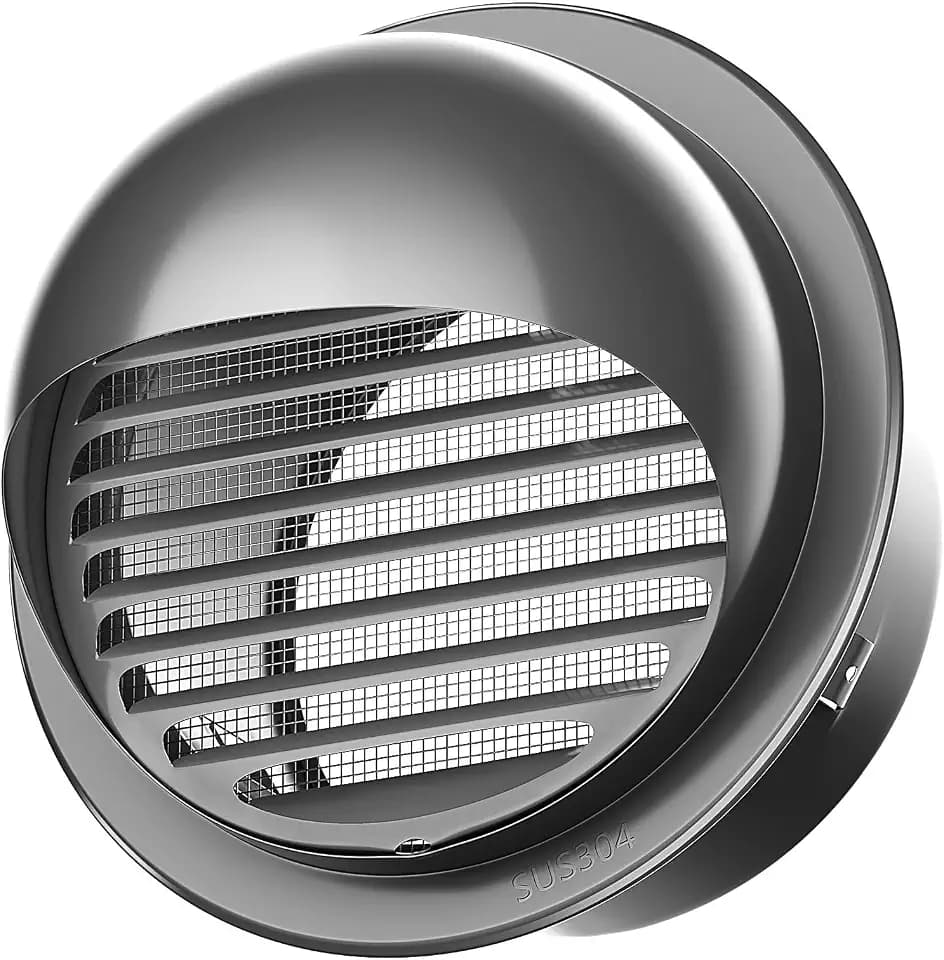 4" in Heavy Duty Thickened 304 Stainless Steel Air Vent Cover Louvered Grille Cover Vent Hood Round Cap Ducting Ventilation Air Outlet with Fly Screen Mesh for House (4inch-100MM Round Cap Black)