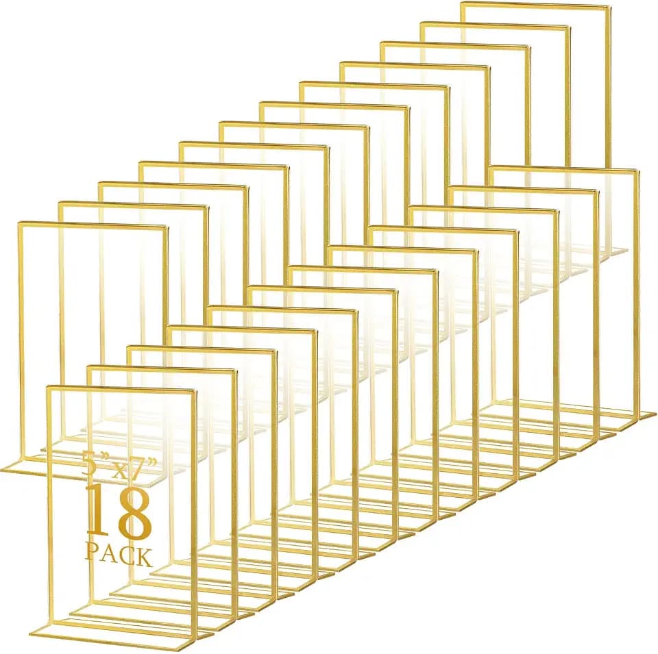 Hoteam 18 Pack Gold Acrylic Holder 5 X 7 Inch Picture Frames