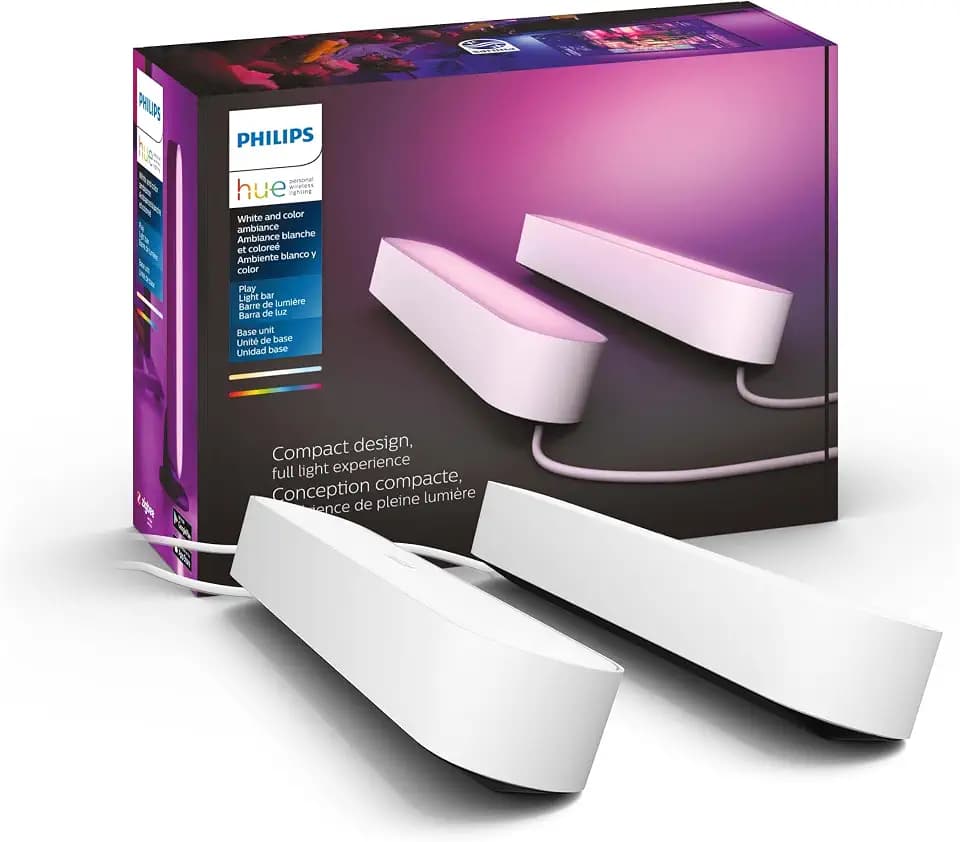 Philips Hue Smart Play Light Bar Base Kit, White - White & Color Ambiance LED Color-Changing Light - 2 Pack - Requires Bridge - Control with App - Works with Alexa, Google Assistant and Apple HomeKit