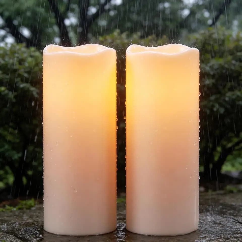Wondise 10“ Large Solar Powered Candles Outdoor Waterproof IP65