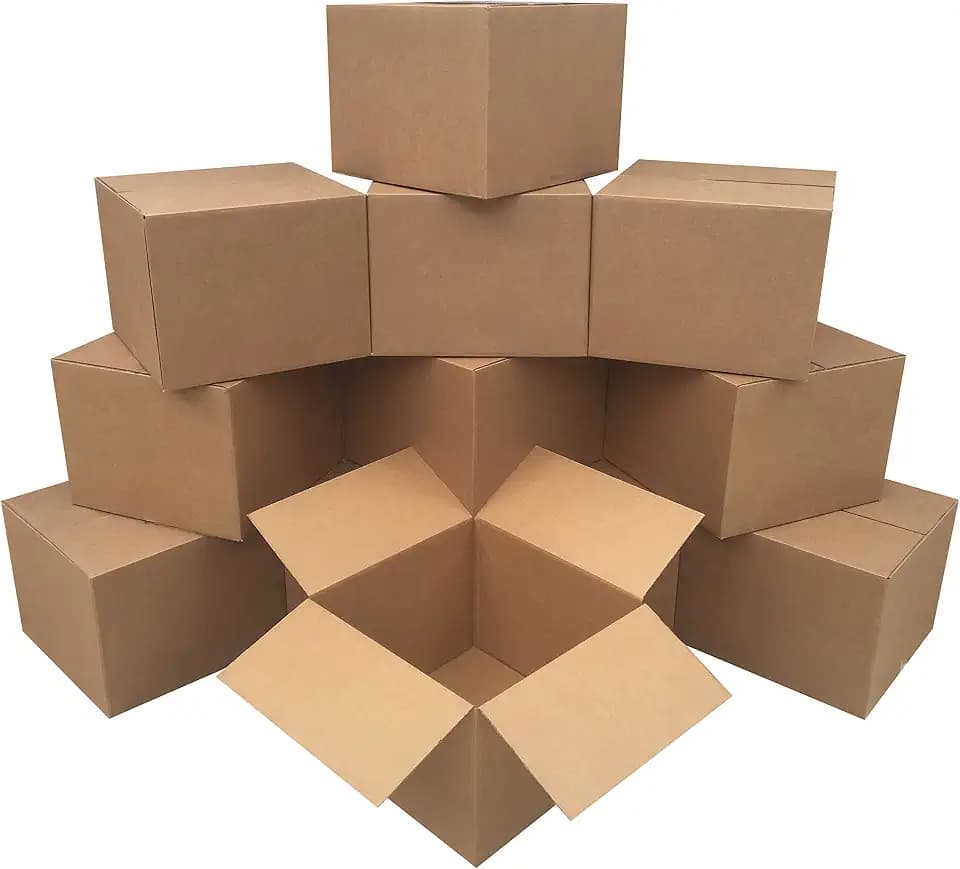 Amazon Basics Cardboard Moving Boxes, Large 20" x 20" x 15", Brown, 12-Pack