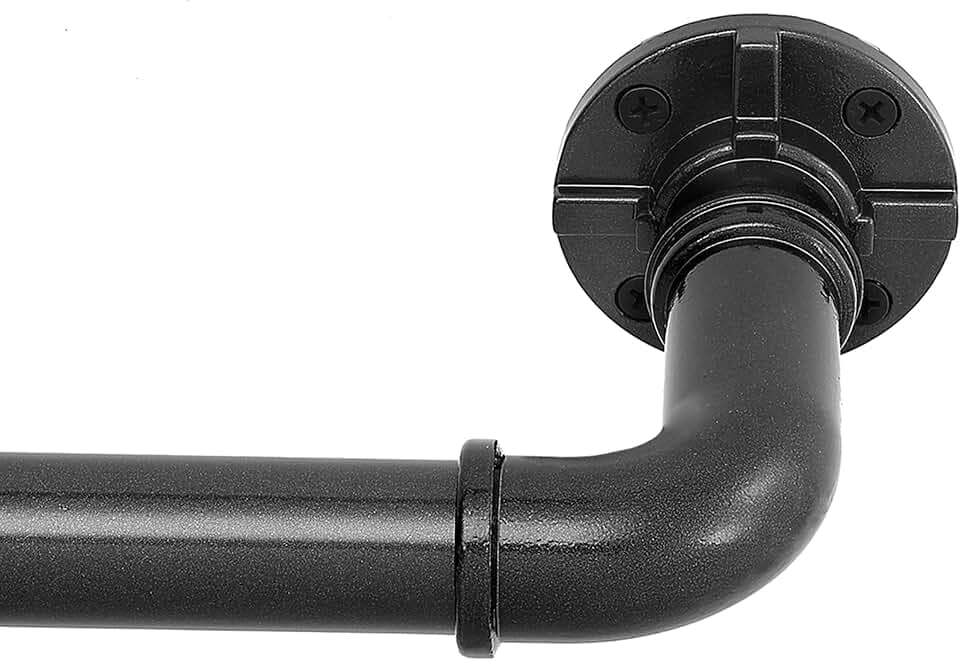 Industrial Curtain Rod, 1 Inch, Black, Steel, 144-168 Inch, Hanging Rod, Wall & Ceiling Mount, Living Room, Bedroom, Dining Room, Kitchen, Home Office