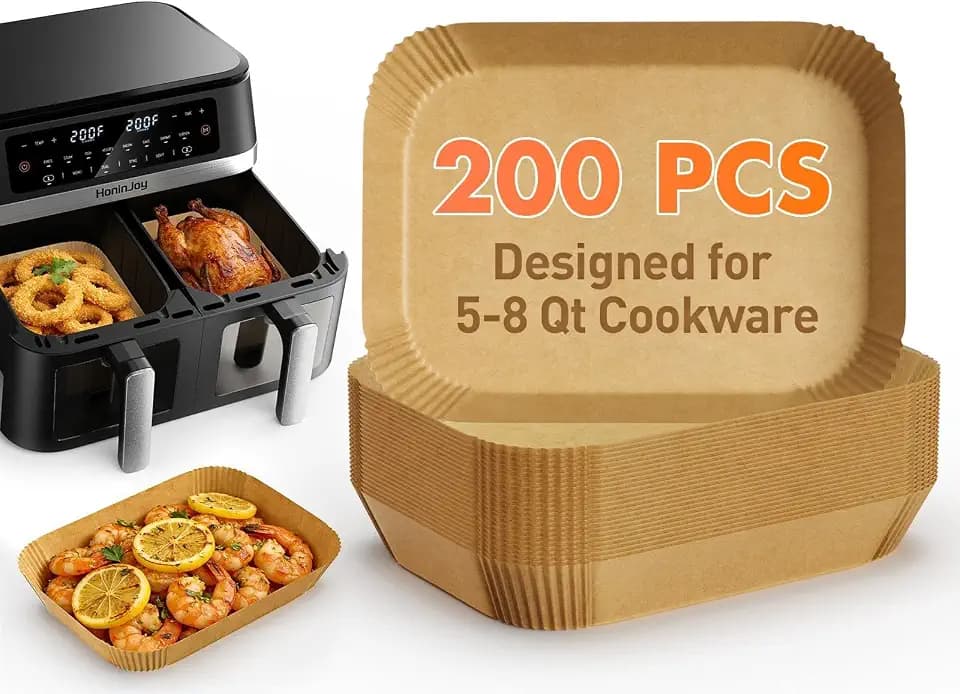 200Pcs 8x5.5 Inch Air Fryer Liners Disposable, Airfryer Paper Liners for 5-8 QT, Liners Paper Oil Proof and Easy Cleanup, Non Stick Air Fryers Accessories, Baking Liners, Parchment Paper Sheets