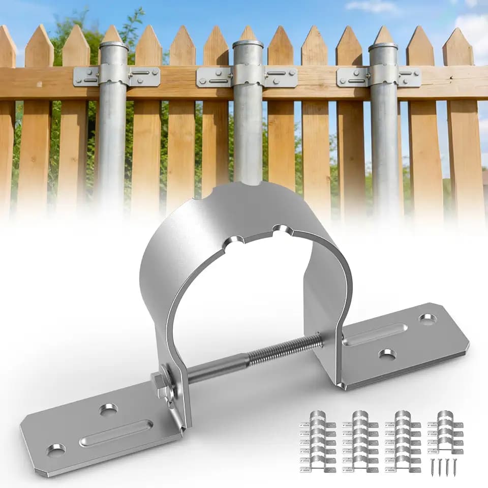 Yingsee-fty 12 Pack Fence Post Bracket,2-3/8" Galvanized Pipe Grip Tie,Steel to Wood Fence Brackets,Metal Fence Brackets for Metal Posts Bracket (with Screws)