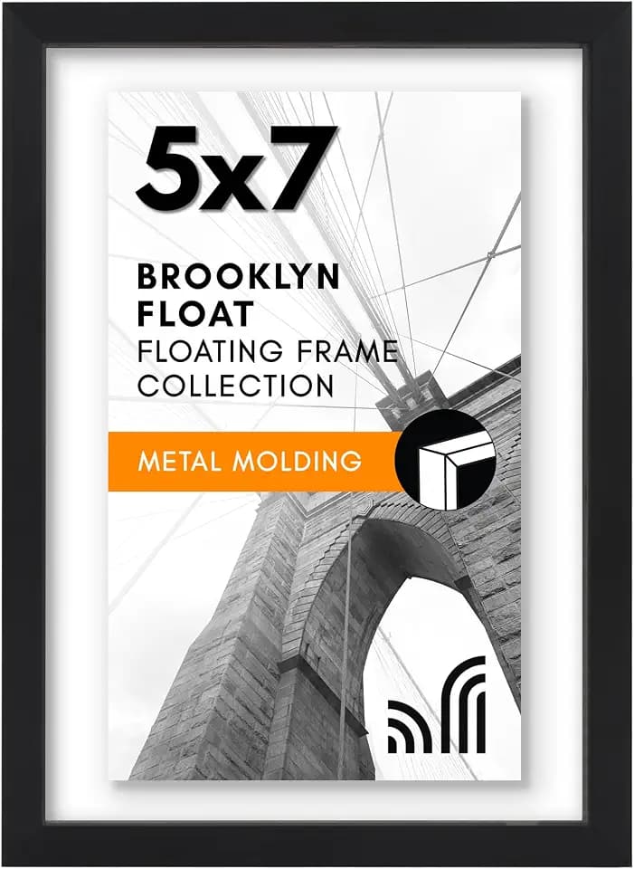 Americanflat 5x7 Floating Picture Frame - Metal - Black