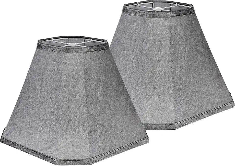 GO&SO Bell Lamp Shade Set of 2,6.5" x 13" x 10.5",Grey Fabric Lampshade