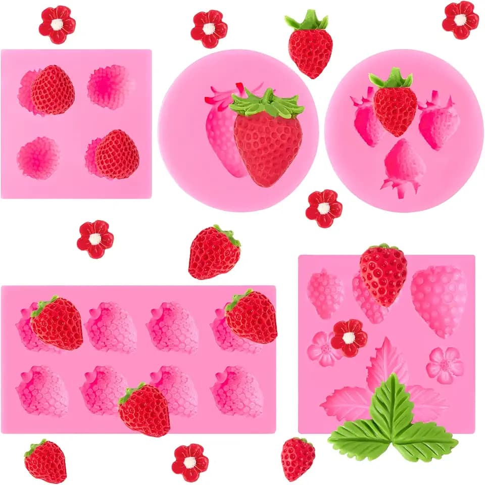 Strawberry Silicone Fondant Molds, 5 PCS