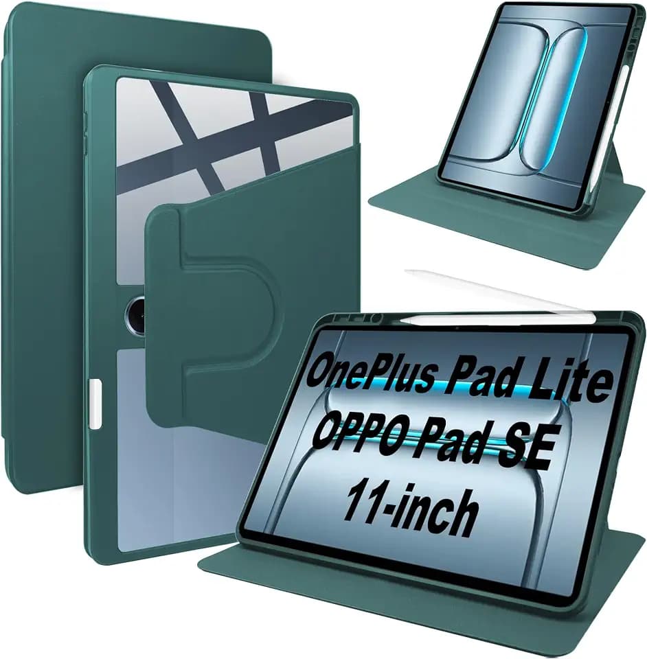 Lemxiee PU Leder Case für OnePlus Pad Lite & Oppo Pad SE 11" hülle mit Stiftschlitz & Drehständer & Kratzfest,PU Leder + Acryl Hülle