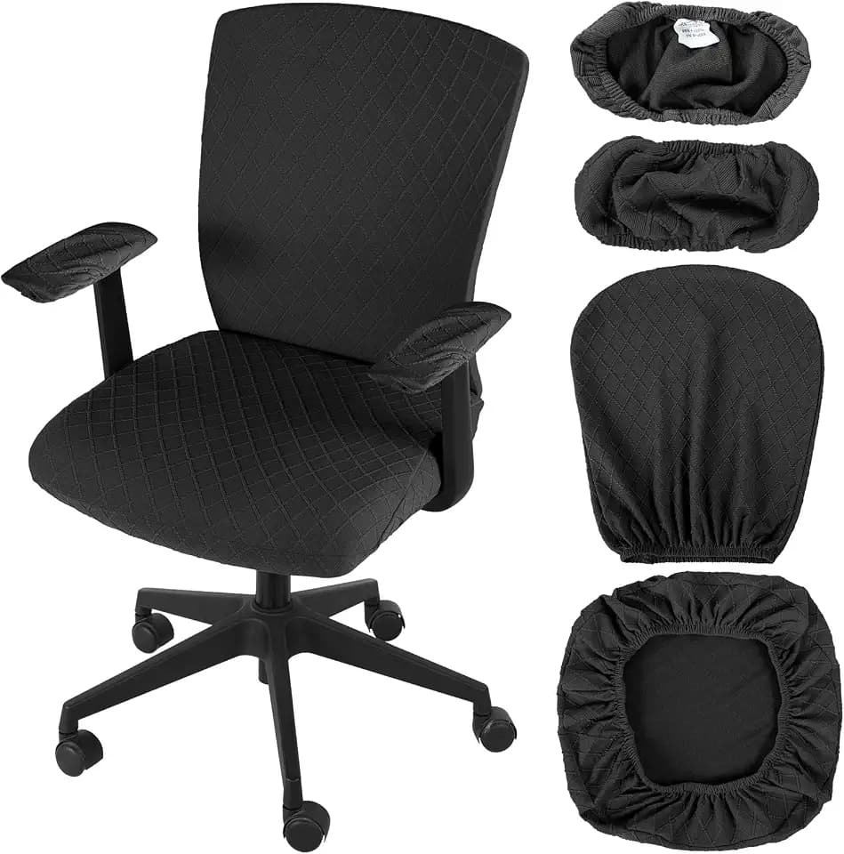 Tallew 4 Pcs Office Chair Covers Stretch Seat Armrest, Dark Grey