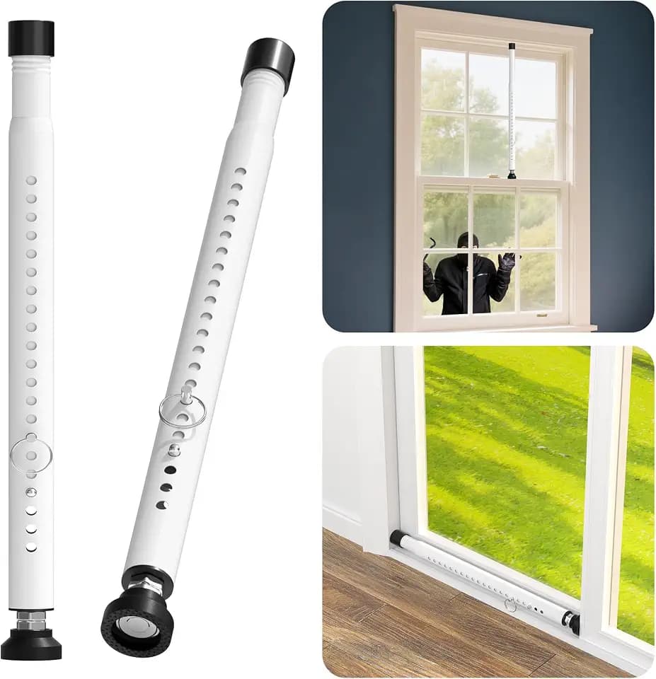 Sliding Door Security Bar, 17-50 in, 1" Heavy Duty Steel, Non-Slip Base