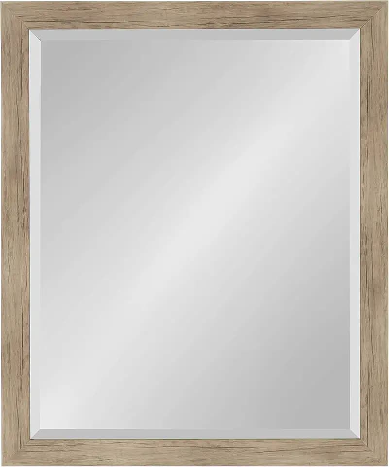 DesignOvation Beatrice Framed Decorative Rectangle Wall Mirror, 25x31, Rustic Brown