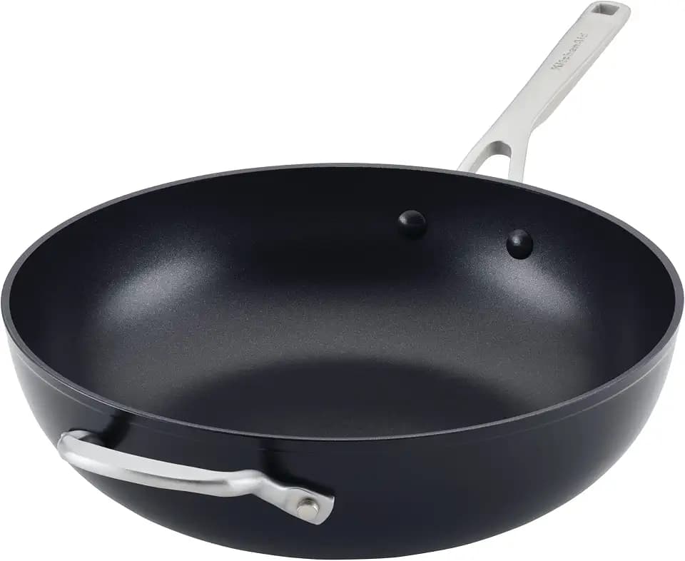 KitchenAid Hard-Anodized Nonstick Stir Fry Pan/Wok, 12.25-Inch, Matte Black
