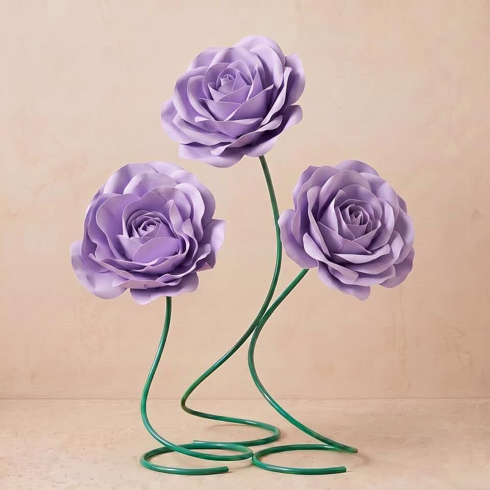 3 Pcs 5ft Large Rose Flowers Giant Artificial Purple Rose