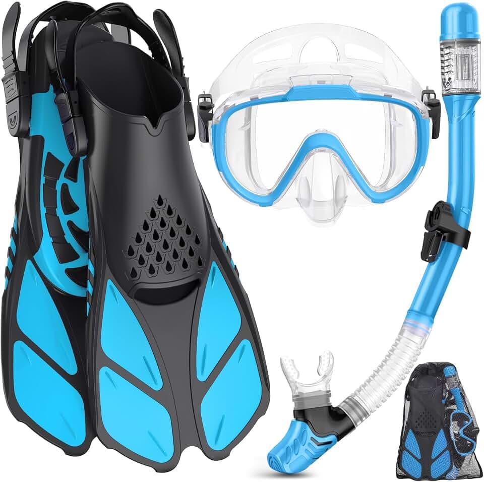 Ubekezele Snorkeling Gear for Adults 4in1 Set with Mask Snorkel