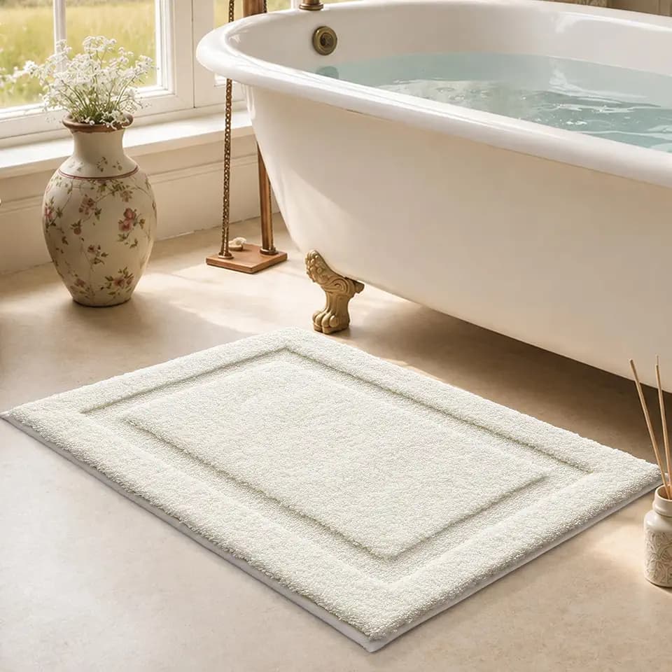LUMI Soft Bathroom Rugs Absorbent, Non Slip Bath Mat 24x36, Ivory White