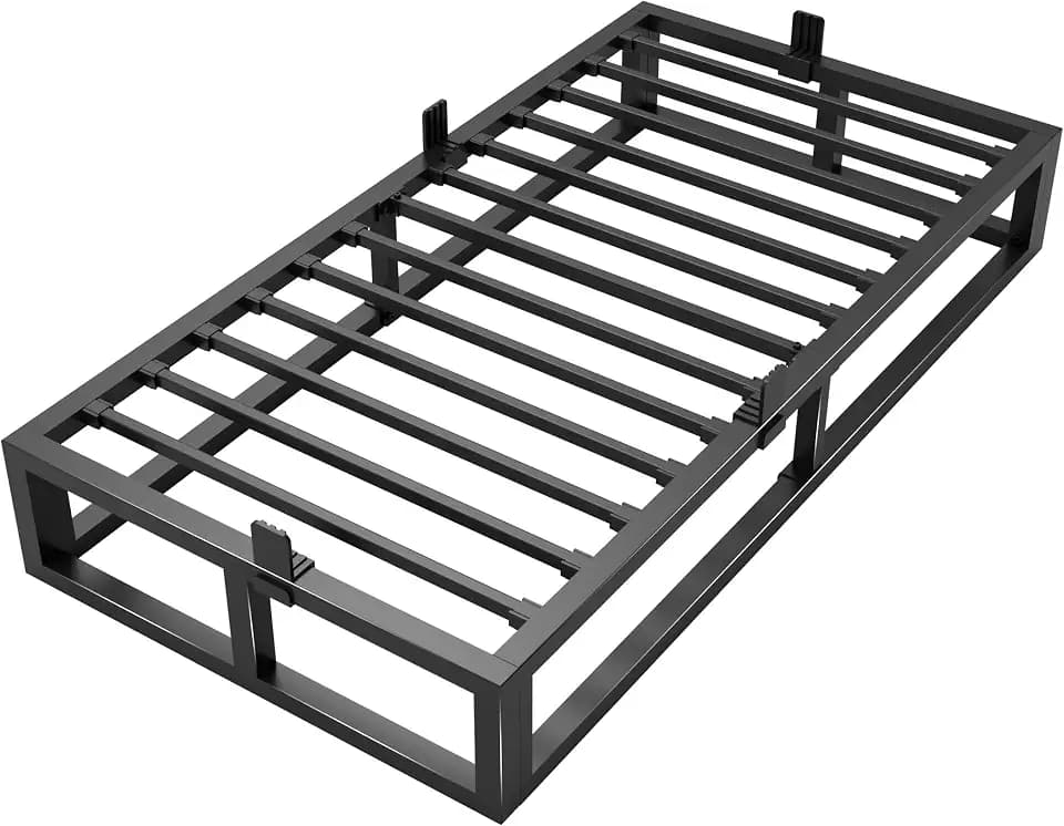 Bilily 10 Inch Twin Bed Frame with Steel Slat Support,Low Profile Twin Metal Platform Bed Frame Support Mattress Foundation,Heavy Duty,No Box Spring Needed,Easy Assembly,Noise Free