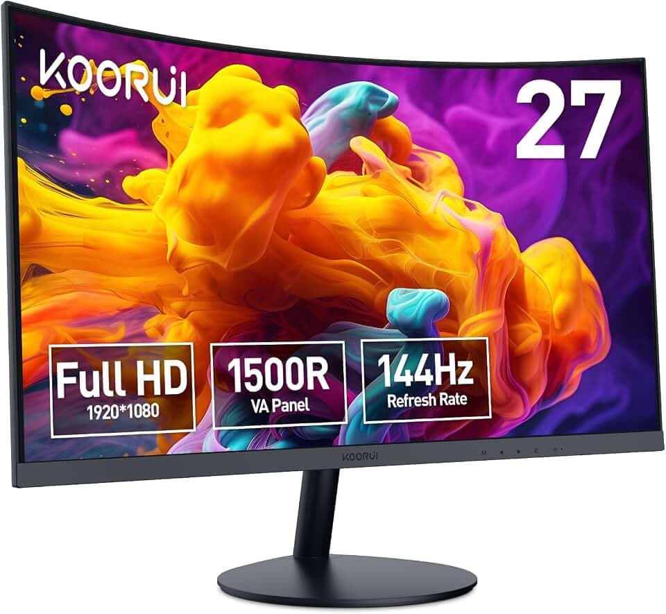 KOORUI Curved Monitor 27 Zoll Full HD VA 144Hz 3000:1 1500R Computer 27N5CA